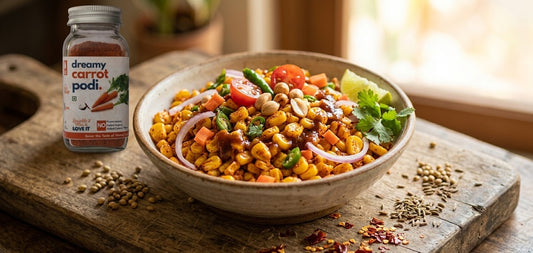 Carrot Podi Corn Chaat