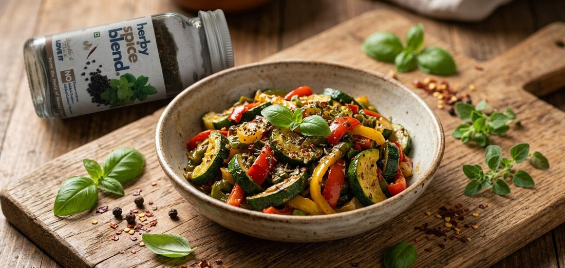 Herby Spice Blend Zucchini and Bell Pepper Stir Fry