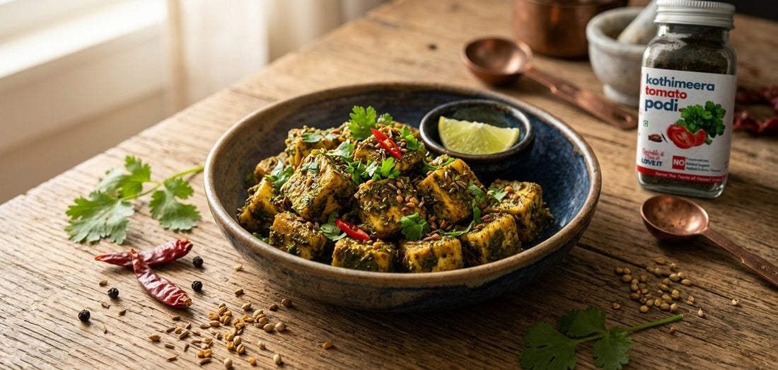 Kothimeera Podi Paneer Dry Fry