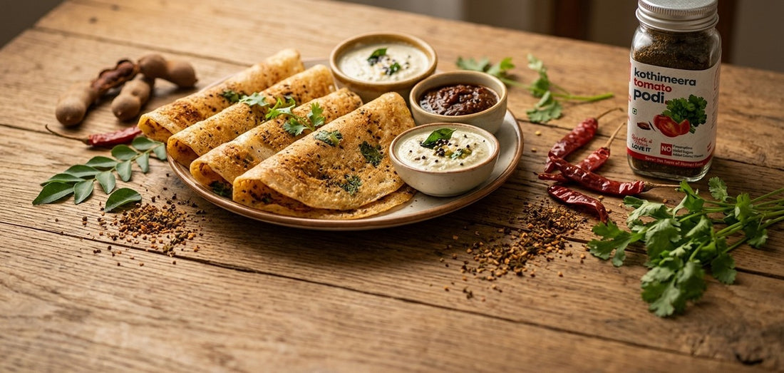 Kothimeera Tomato Podi Dosa