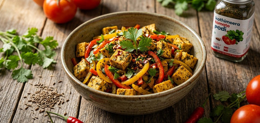 Kothimeera Podi Tofu Stir Fry With Bell Peppers