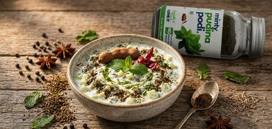 Pudina Podi Cucumber Raita Dip