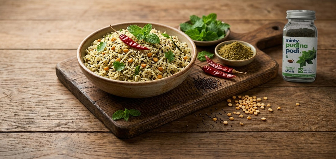 Pudina Annam — Tempered Mint Podi Rice