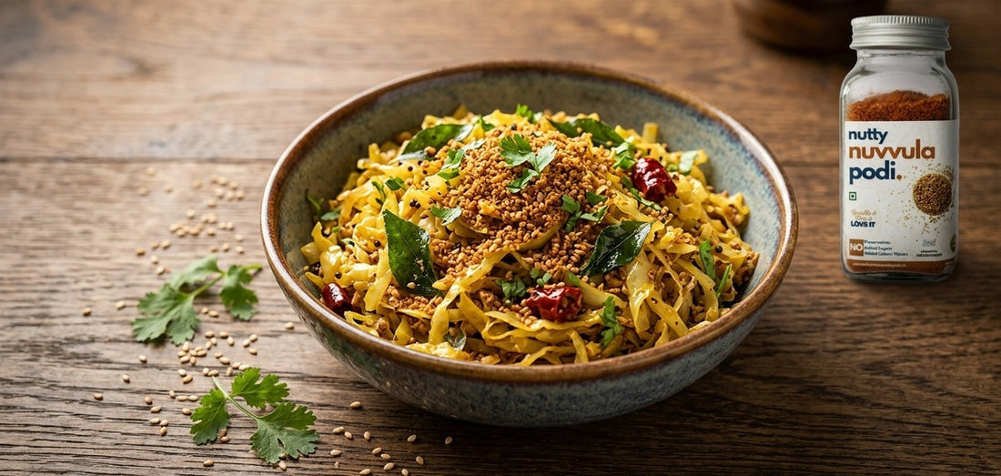 Cabbage Stir Fry with Nuvvula Podi