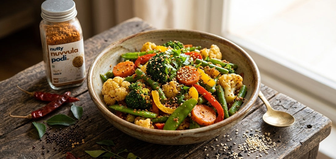 Mixed Vegetable Stir Fry with Nuvvula Podi