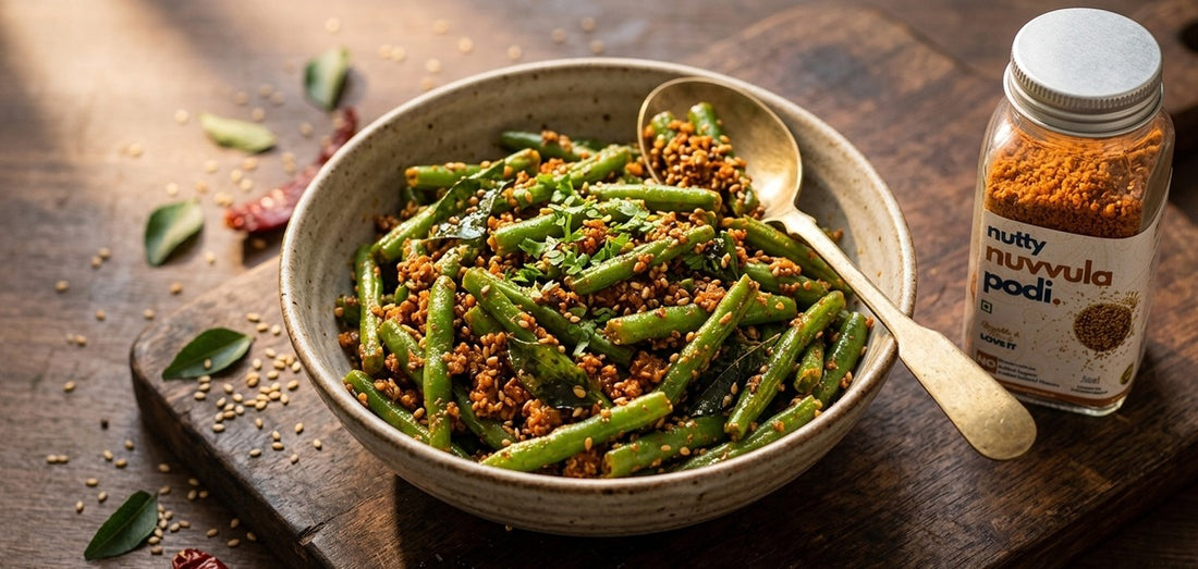 Nuvvula Podi Beans Stir Fry