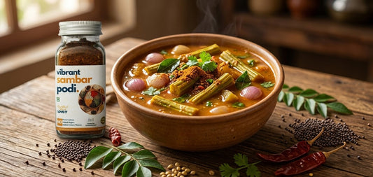 Podi Sambar with Drumstick and Pearl Onions