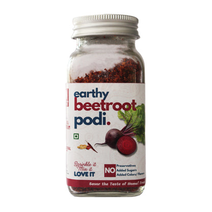 Earthy Beetroot Podi jar by Kitchen Koundinyasa