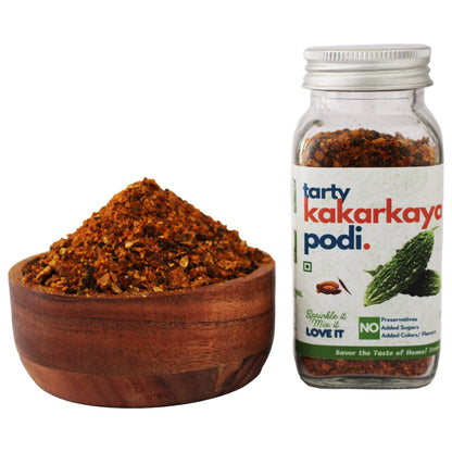 Tarty Kakarkaya Bitter Gourd Podi jar by Kitchen Koundinyasa — view 3