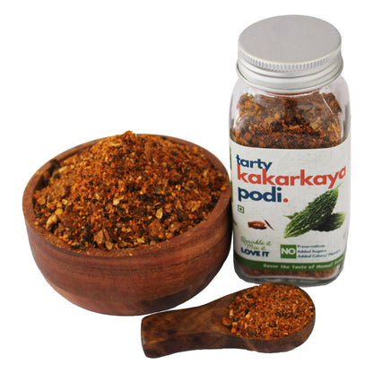 Tarty Kakarkaya Bitter Gourd Podi jar by Kitchen Koundinyasa — view 7