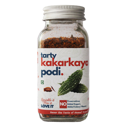 Tarty Kakarkaya Bitter Gourd Podi jar by Kitchen Koundinyasa
