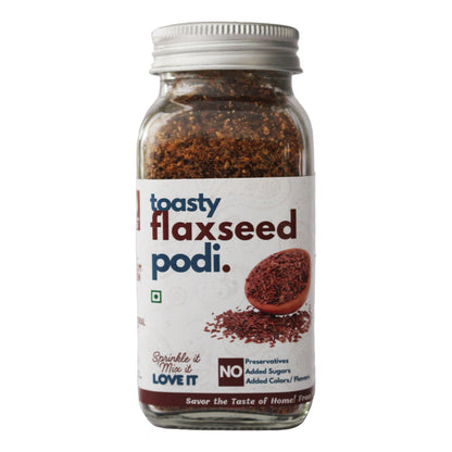 Toasty Flaxseed Podi jar by Kitchen Koundinyasa
