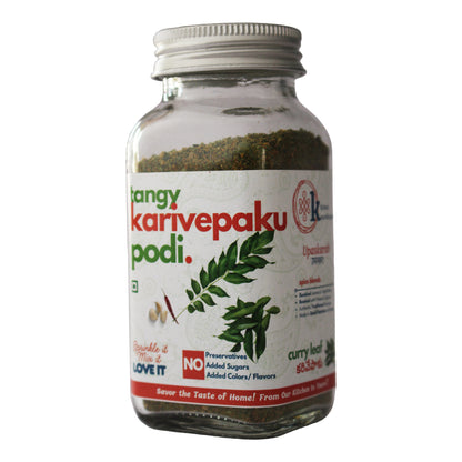 Tangy Karivepaku Curry Leaf Podi jar by Kitchen Koundinyasa — view 2