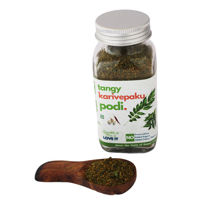 Tangy Karivepaku Curry Leaf Podi jar by Kitchen Koundinyasa — view 4