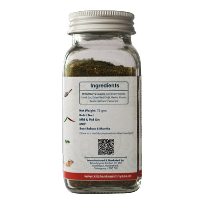 Tangy Karivepaku Curry Leaf Podi jar by Kitchen Koundinyasa — view 7