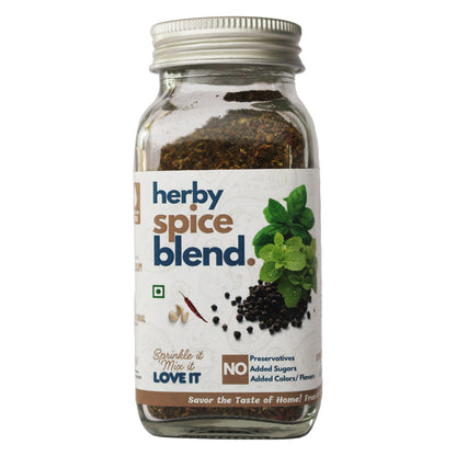 Herby Spice Blend oregano basil seasoning jar by Kitchen Koundinyasa